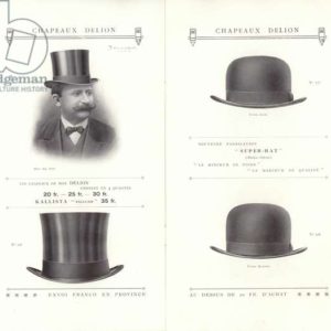 Illustration for hat catalogue issued by Delion, Paris, in 1908 (b/w photo)