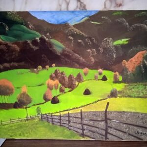 Pintura al óleo de paisaje montañas