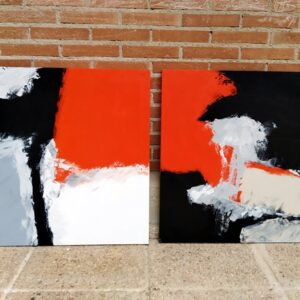 Par de cuadros abstractos, pintados al óleo